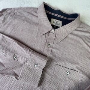 Flag & Anthem Shirt Mens 3XL Red White Stripe Long Sleeve Button Front Casual